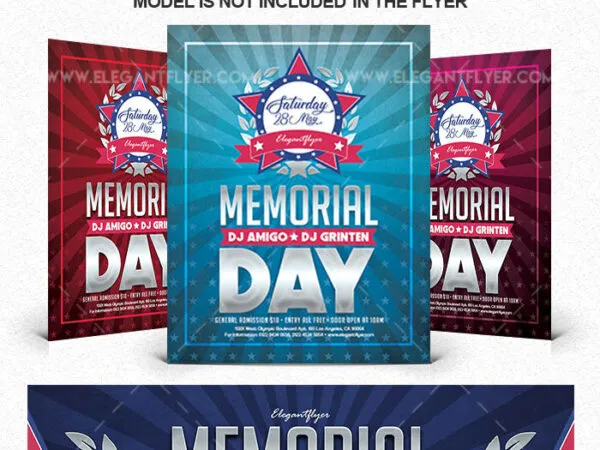 Modern Starry Memorial Day Flyer and Facebook Cover Template 1