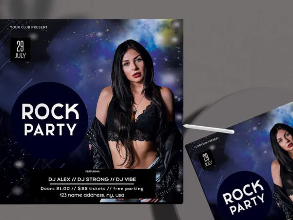 Modern Starry Sky Nightclub Party Flyer and Instagram Post Template 1