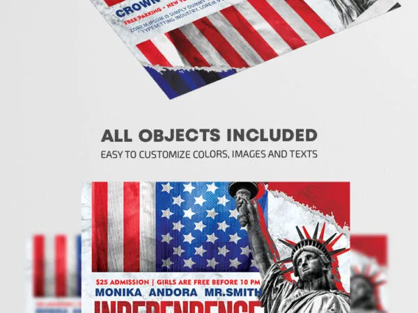 Modern Statue of Liberty 4th of July Flyer Template 1