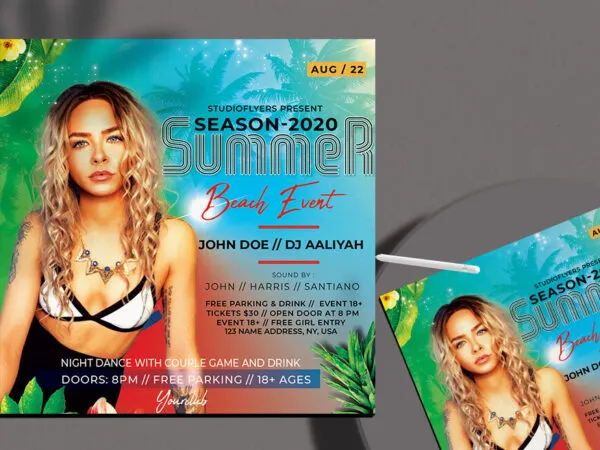 Modern Summer Beach Event Flyer Template for Instagram Post 1