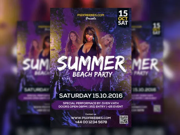 Modern Summer Beach Party Flyer Template 1
