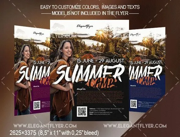 Modern Summer Camp Flyer and Facebook Cover Template 1
