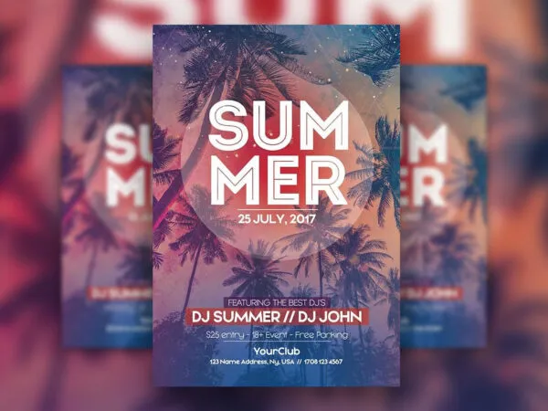 Modern Summer Party Flyer Template 1