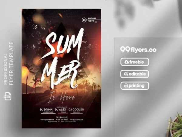 Modern Summer Vibes Party Flyer Template 1