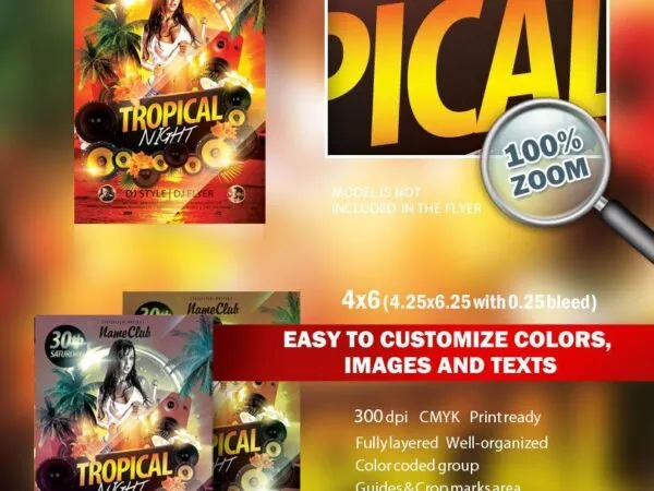 Modern Sunset Tropical Night Party Flyer Template 1