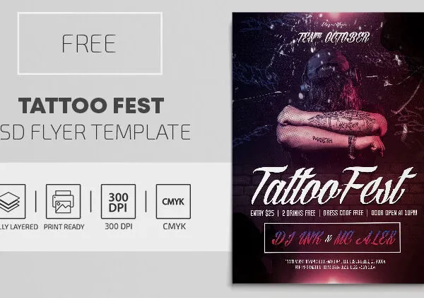 Modern Tattoo Fest Flyer Template 1