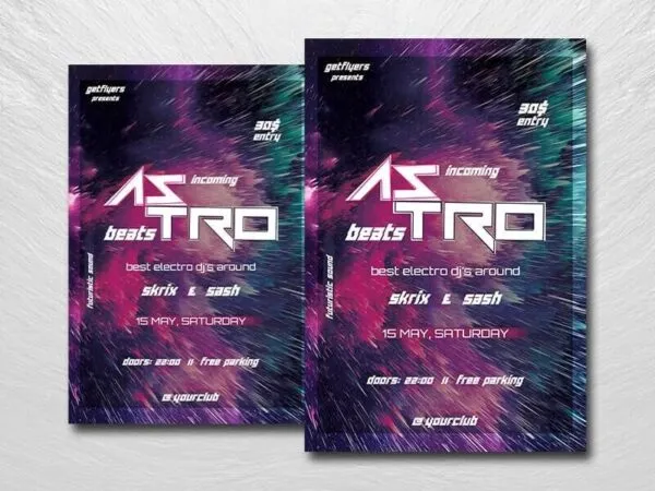 Modern Techno Music Party Flyer Template 1