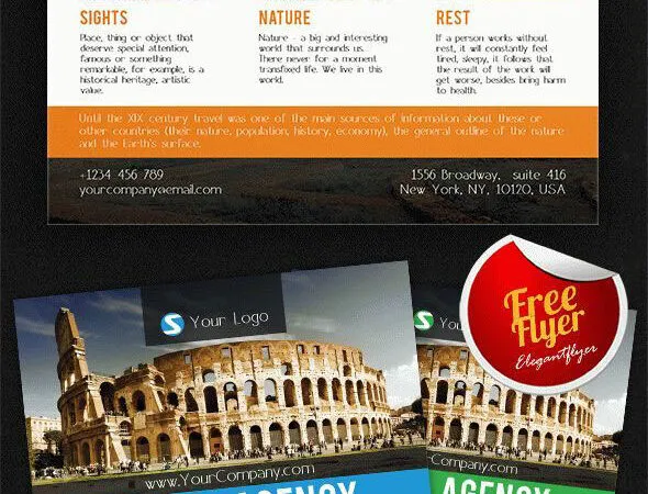 Modern Travel Agency Flyer Along with Facebook Cover Templates 1