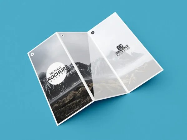 Modern Tri Fold Brochure Spread Open Mockup 1