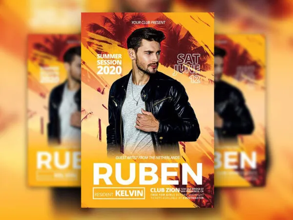 Modern Tropical DJ Club Party Flyer Template 1