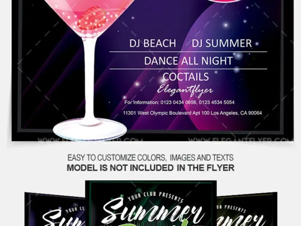 Modern Tropical Summer Beach Party Flyer and Facebook Cover Template 1