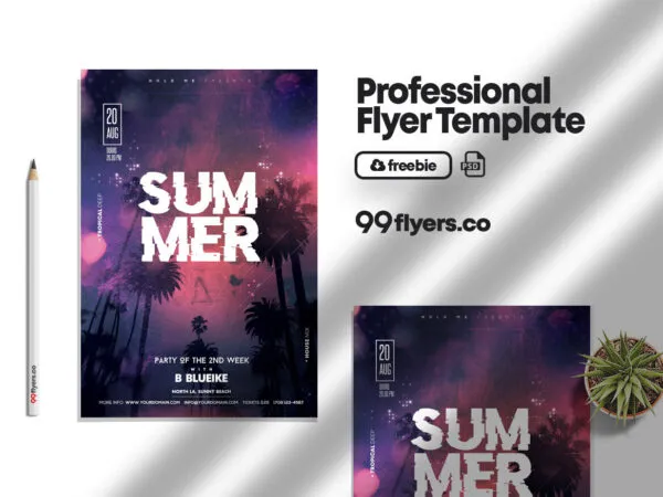 Modern Tropical Summer Club Party Flyer Template 1
