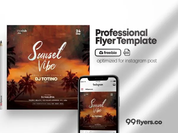 Modern Tropical Summer Event Flyer and Instagram Template 1