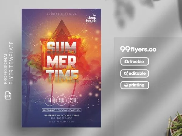 Modern Tropical Summer Party Flyer Template 1