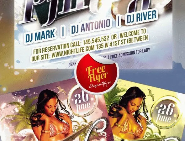 Modern Tropical Travel Party Flyer Template 1