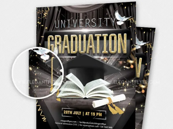 Modern University Graduation Flyer and Facebook Cover Template 1