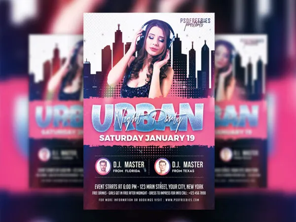 Modern Urban DJ Night Party Flyer Template 1