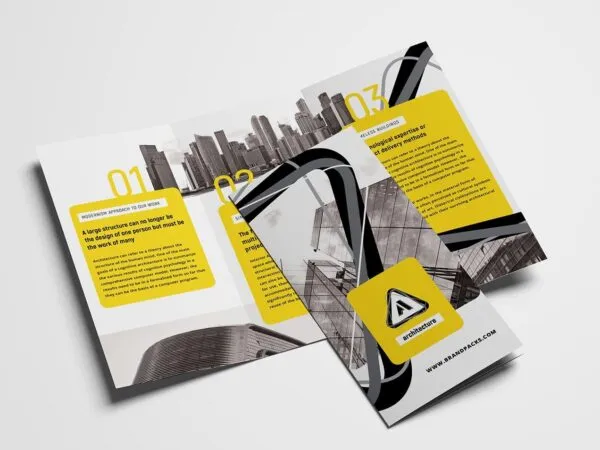 Modern Urban Tri Fold Brochure Template in Yellow Theme 1