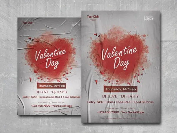 Modern Valentines Day Party Flyer Template 1