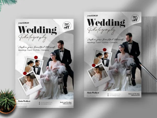 Modern Wedding Photography Advertising Flyer Template 1