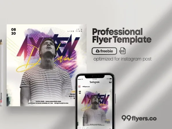 Modern White DJ Party Flyer Instagram Template 1