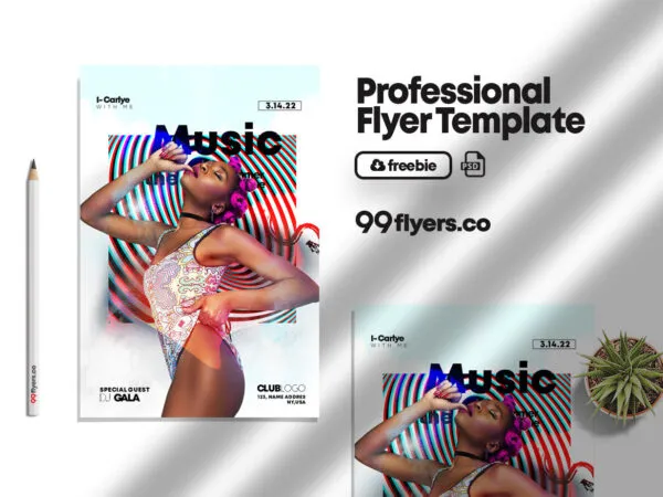 Modern White Music Event Flyer Template 1