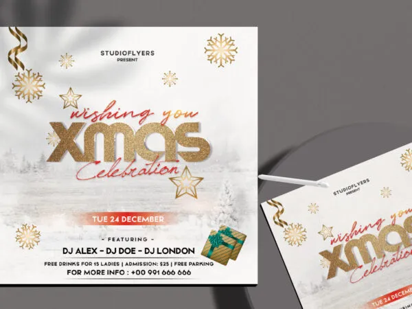 Modern White Xmas Party Flyer Instagram Template 1