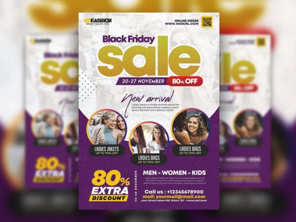 Modern White and Purple Black Friday Sale Flyer Template 1