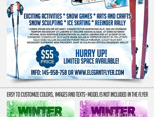 Modern Winter Kids Camp Flyer and Facebook Cover Template 1