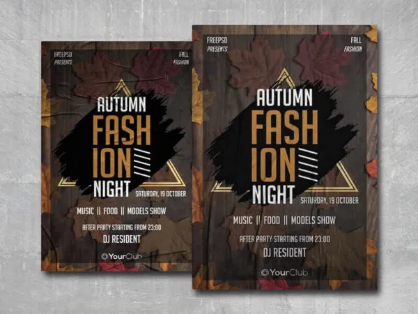Modern Wooden Autumn Fashion Night Flyer Template 1