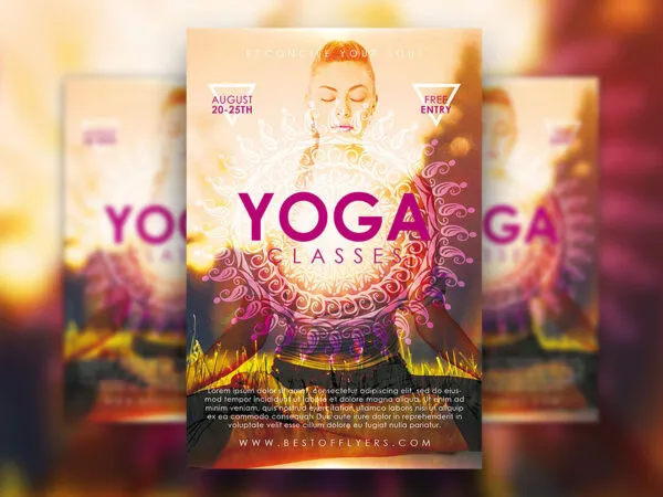 Modern Yoga Class Poster Flyer and Facebook Templates 1