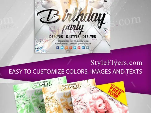 Modern and Futuristic Birthday Party Flyer Template 1