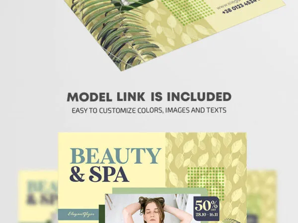 Monochromatic Green Boho Tropical Spa Salon Flyer Template 1