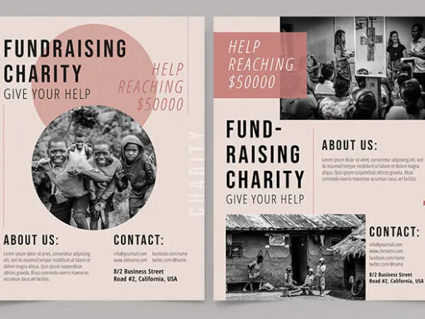 Monochromatic Peach Modern Double Sided Charity Flyer Template 1