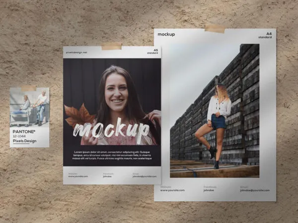 Moodboard with Three Papers Mockup 1