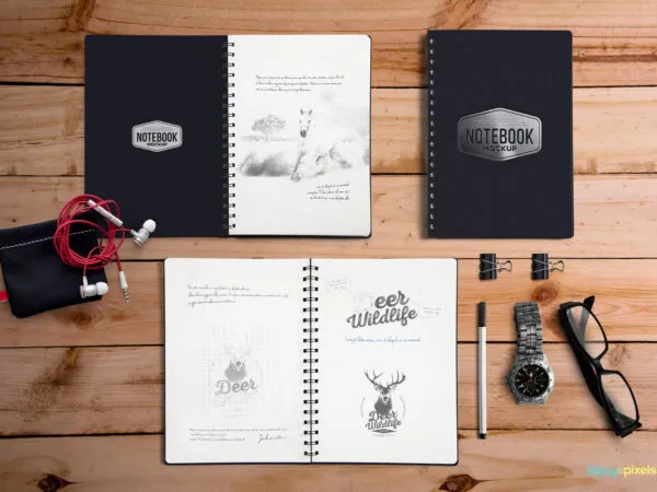 Moveable Collection of Stationery Objects on a Table Mockup 1