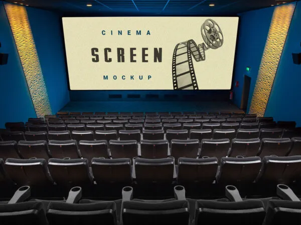 Movie Theater Screen Backseat View Mockup 1
