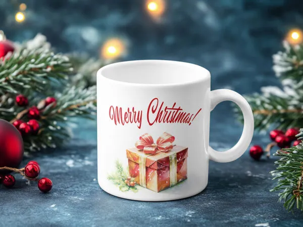 Mug with Christmas Decorations Mockup 1