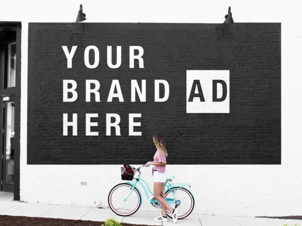 Mural Mockup With a Girl on Bicycle 1