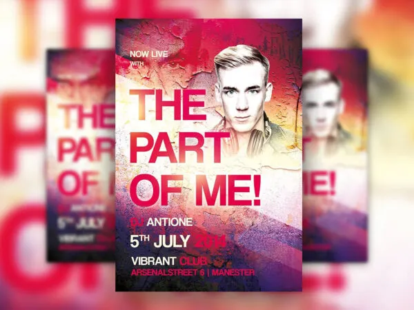 Music Club Party Flyer with Pink Design Template 1