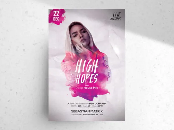 Music Events Flyer Template with Paint Splash 1