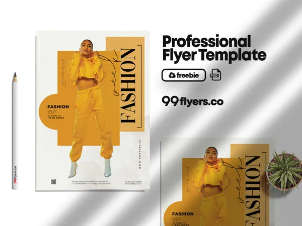 Mustard White Minimal Fashion Flyer Template 1