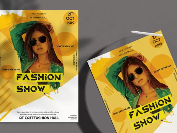 Mustard and White Fashion Event Flyer Template 1