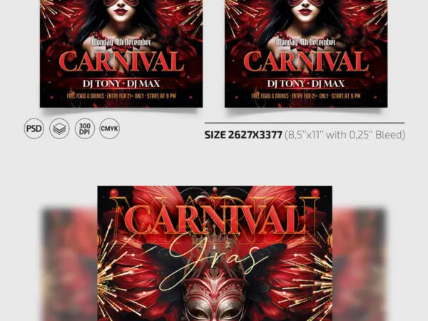 Mysterious Carnival Party Flyer Instagram Post Template 1