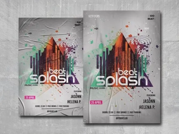 Mysterious Modern Beat Splash Nightclub Flyer Template 1