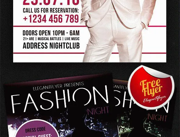 Mysterious Modern Fashion Show Event Flyer and Facebook Cover Templates 1