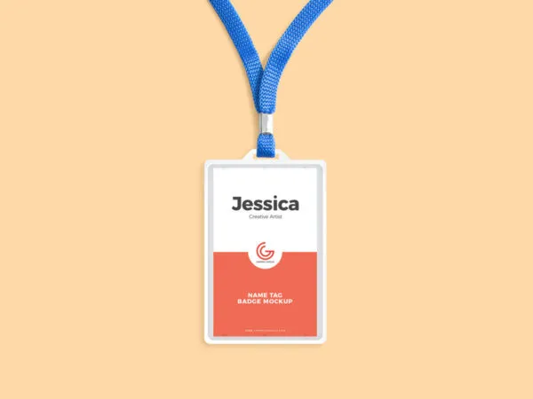 Name Tag Badge Mockup from a Front View 1