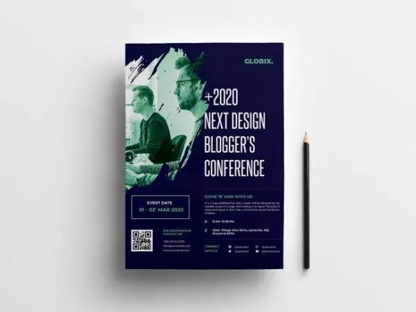 Navy Blue Green Modern Corporate Flyer Template 1