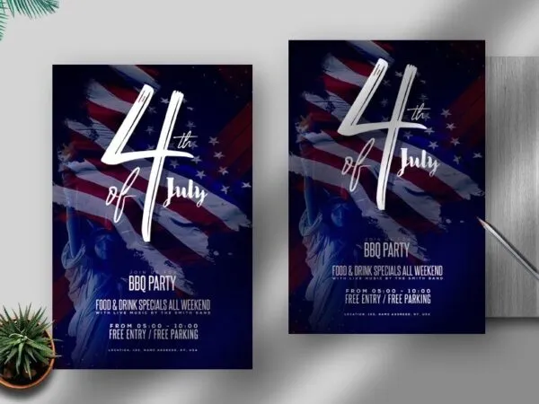 Navy Blue Independence Day and 4th of July Event Flyer Template 1