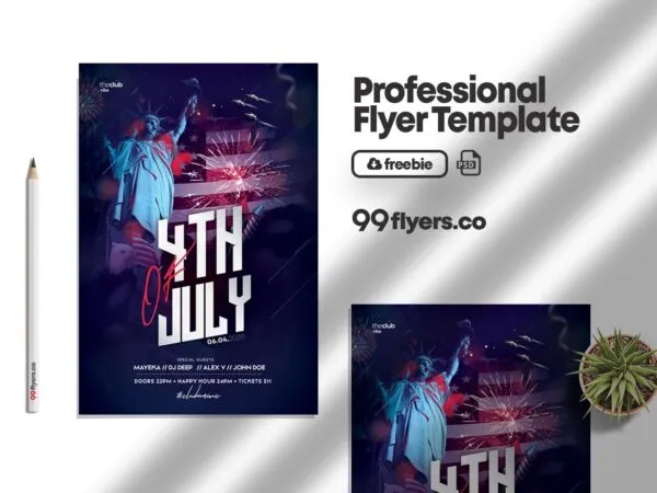 Navy Blue Modern 4th of July Event Flyer Template 1